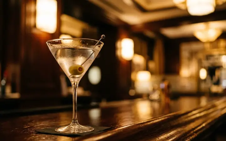 Martini on a bar counter (illustrative AI image)
